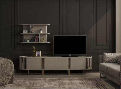Wall unit, TV lowboard, shelf set, TV stand, sideboard, chest of drawers, living room