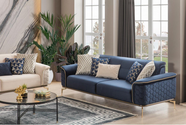 Three-seater sofa, 3-seater luxury sofas, living room, modern fabric design, textile fabric.