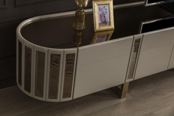 Oval TV stand, RTV lowboard, TV sideboard, dresser, living room wooden furniture