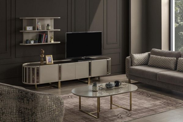 Oval TV stand, RTV lowboard, TV sideboard, dresser, living room wooden furniture