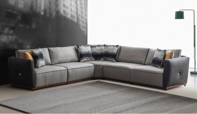 Sectional sofa, L-shape, large sofa, corner living room, polyester, modern luxury fabric, new