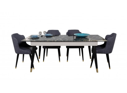 Luxury Dining Room Table Design 4x Chairs Dining Set Armchairs Set Furniture