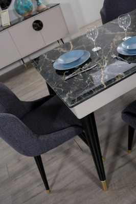 Luxury Dining Room Table Design 4x Chairs Dining Set Armchairs Set Furniture