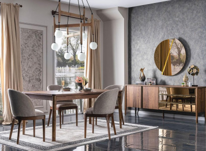 Complete Set Dining Set Dining Table Sideboard 4x Chairs Dining Group Furniture 6-piece.