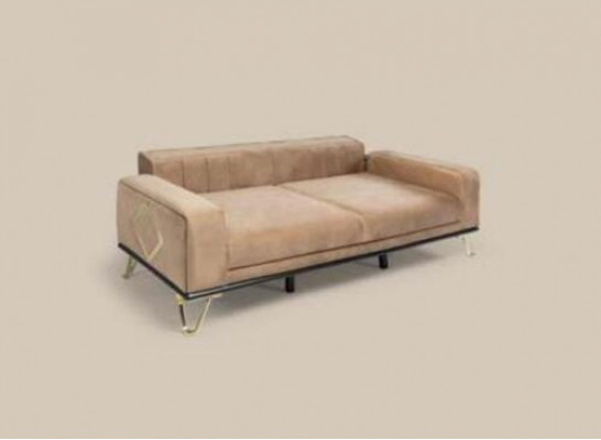 Modern sofa 3-seater living room couch design furniture metal beige upholstery