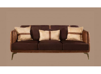 Three-seater sofa 3-seater sofas seating fabric modern style textile couches furniture brown