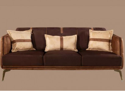 Three-seater sofa 3-seater sofas seating fabric modern style textile couches furniture brown
