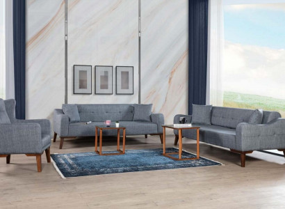 Sofa set 3+3+1 seat complete set sofa armchair textile 3 pcs