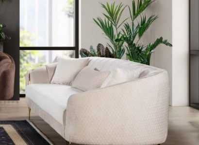 Sofa 3-seater textile sofas couch upholstery furniture modern three-seater beige velvet