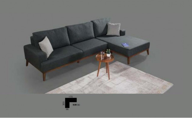 Sectional L-shaped sofa set, fabric seat, living room upholstered furniture, corner sofa.