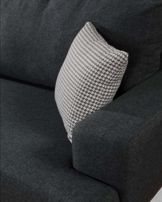 Sectional L-shaped sofa set, fabric seat, living room upholstered furniture, corner sofa.