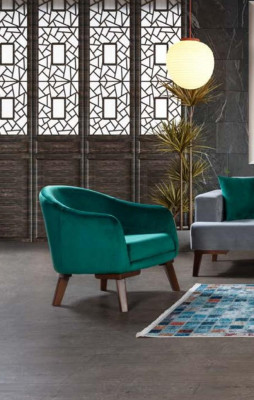 Sofa set 3+3+1 seater designer living landscape gray turquoise green