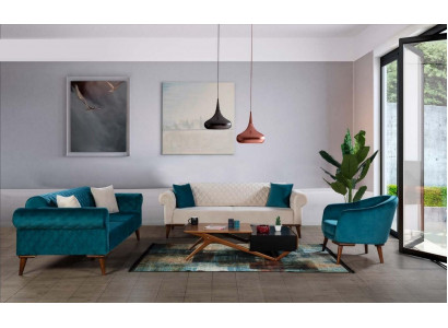 Luxury Sofa Set 3+3+1 Seating Three-Seater Sofa Fabric Textile Style Armchair