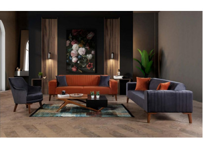 Sofa set 3+3+1 seat fabric 3-piece couch set upholstery textile