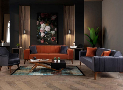 Sofa set 3+3+1 seat fabric 3-piece couch set upholstery textile