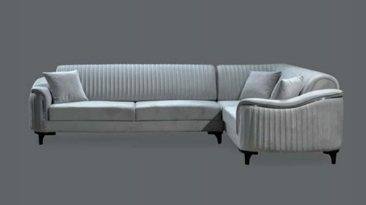 Fabric sectional L-shaped sofa upholstery textile corner unit velvet gray 310x240