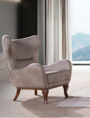 Modern armchair, single-seater designer, 1-seater, upholstered fabric, beige.