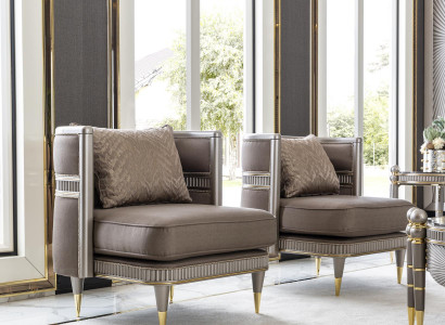 Armchair Brown Elegant Upholstery Fabric 1-Seater Style Modern Furniture Living Room New