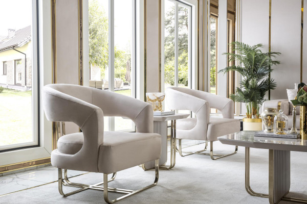 Armchair Beige Living Room Design Elegant Furniture Modern 1-Seater Armchair Beautiful New