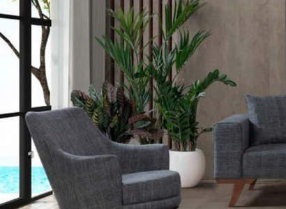 Design living room armchair single-seater modern gray upholstered furniture