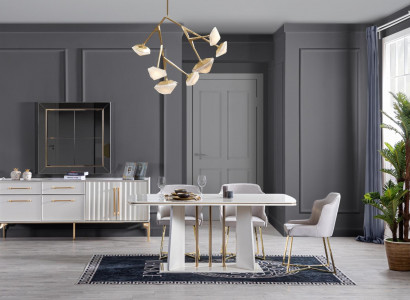 Dining table, 4x chair set, dining group, sideboard, table set, dining table 7-piece set