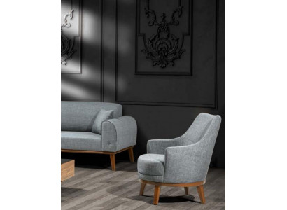 Armchair 1-seater living room recliner single-seater wood textile fabric