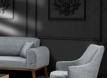 Armchair 1-seater living room recliner single-seater wood textile fabric