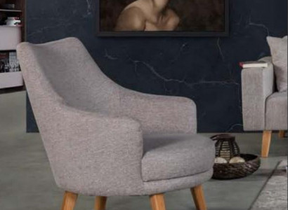Design Armchair 1-Seater Modern Comfortable Recliner Chair Wood Grey Furniture
