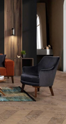 Designer living room armchair 1 seat modern fabric polyester color gray