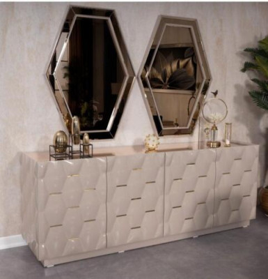 Chest of drawers wood sideboard mirror 3-piece solid chests living room new