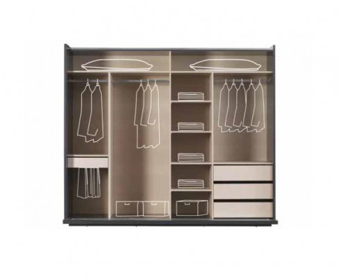 Modern Bedroom Set Gray Bed 2x Nightstand Wardrobe Dresser 5-piece set.