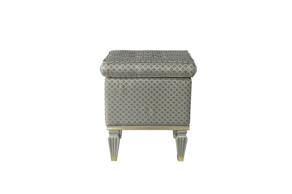 Gray upholstered bench footstool bedroom ottoman seat pouf