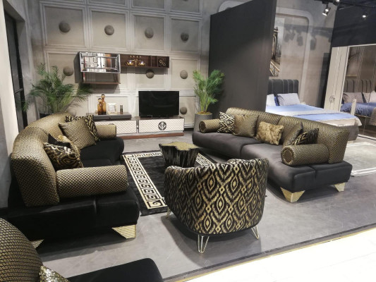 Sofa set set sofas sofa armchair three-seater 3+3+1 seater fabric group new
