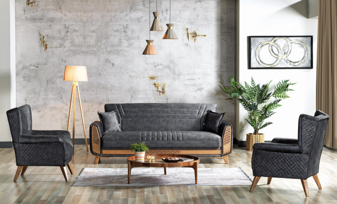 Modern Living Room Design Set Sofa Suite 3+3+1 Gray Living Room Furniture Set