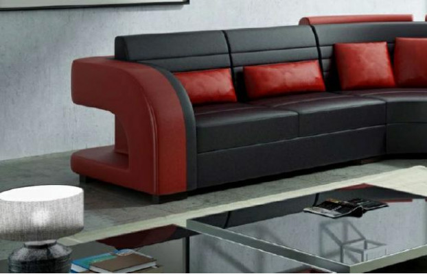 Leather sofa with USB padded corner sofa living area upholstery corner sofa Bergamo couch