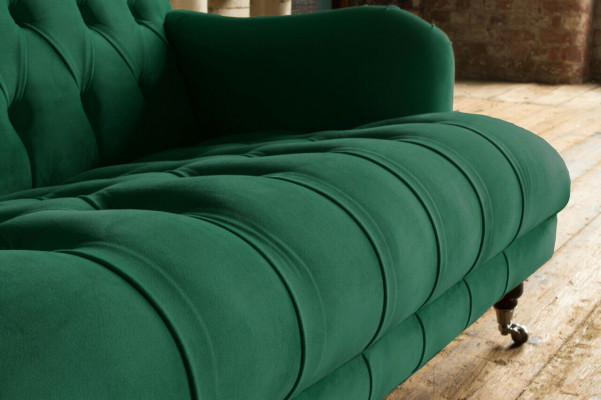 Chesterfield 2-seater upholstered couch leather sofa modern style green fabric