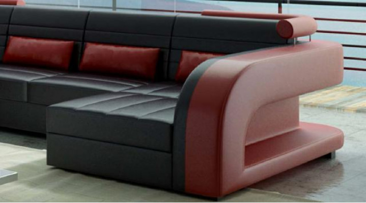 Leather sofa with USB padded corner sofa living area upholstery corner sofa Bergamo couch