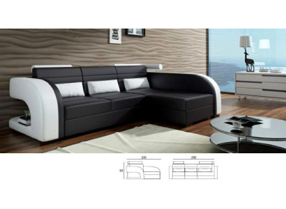 Leather sofa with USB padded corner sofa living area upholstery corner sofa Bergamo couch