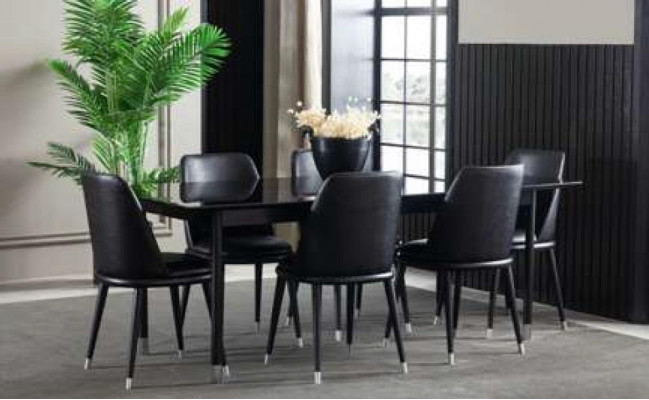 8-piece kitchen set with chairs, modern style, black color, comfortable, new
