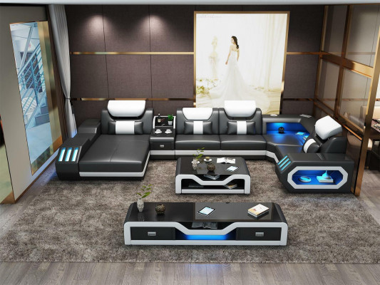Unique living landscape corner sofa upholstered corner set couches sofas USB LED