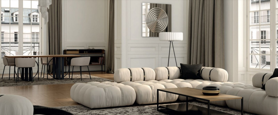 Corner sofa L-shaped Sofa White Sofas Modern Living Room Textile Upholstery Design Corner New
