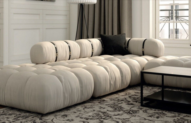 Corner sofa L-shaped Sofa White Sofas Modern Living Room Textile Upholstery Design Corner New