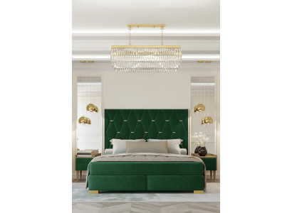 Stylish Green Bedroom Double Bed Wooden Bed Frame Nightstands