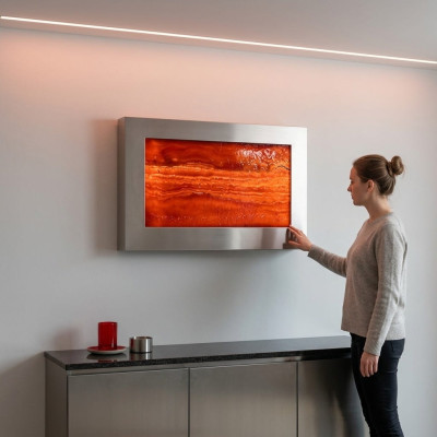 LED Water Wall Designer Water Column Waterfall Picture Frame 90x60