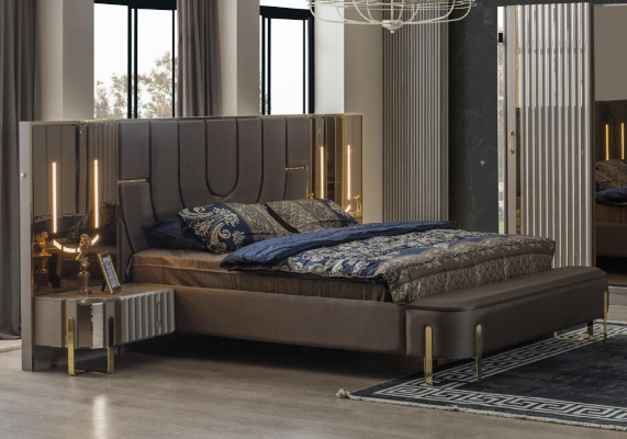 Luxury Bed Beds Modern Double Bed Brown Bed Frame Bedroom New