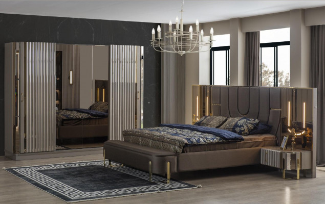 Luxury Bed Beds Modern Double Bed Brown Bed Frame Bedroom New
