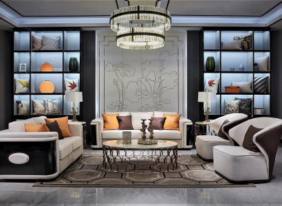 Luxurious ambiance 3+2+1+1 living room set inspired by Art Nouveau.