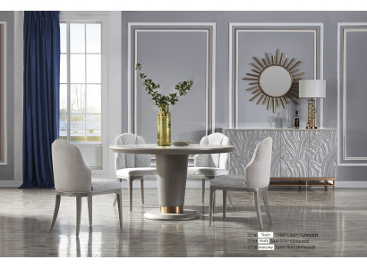 Elegant Art Nouveau chair set, modern white ensemble for 8 people