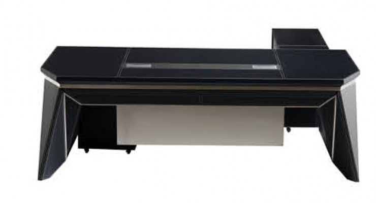 Boss office desk writing desk table design cabinet leather wood 2-piece set