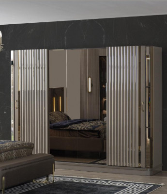 Wardrobe Wooden Cabinet Closet Bedroom Luxury Cabinets Brown